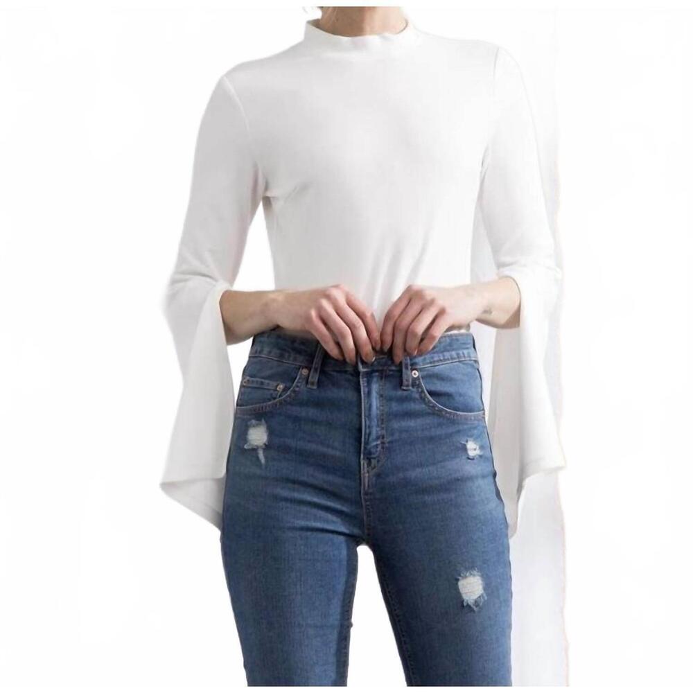 NEW LENA marilyn open flare sleeve bodysuit in white
